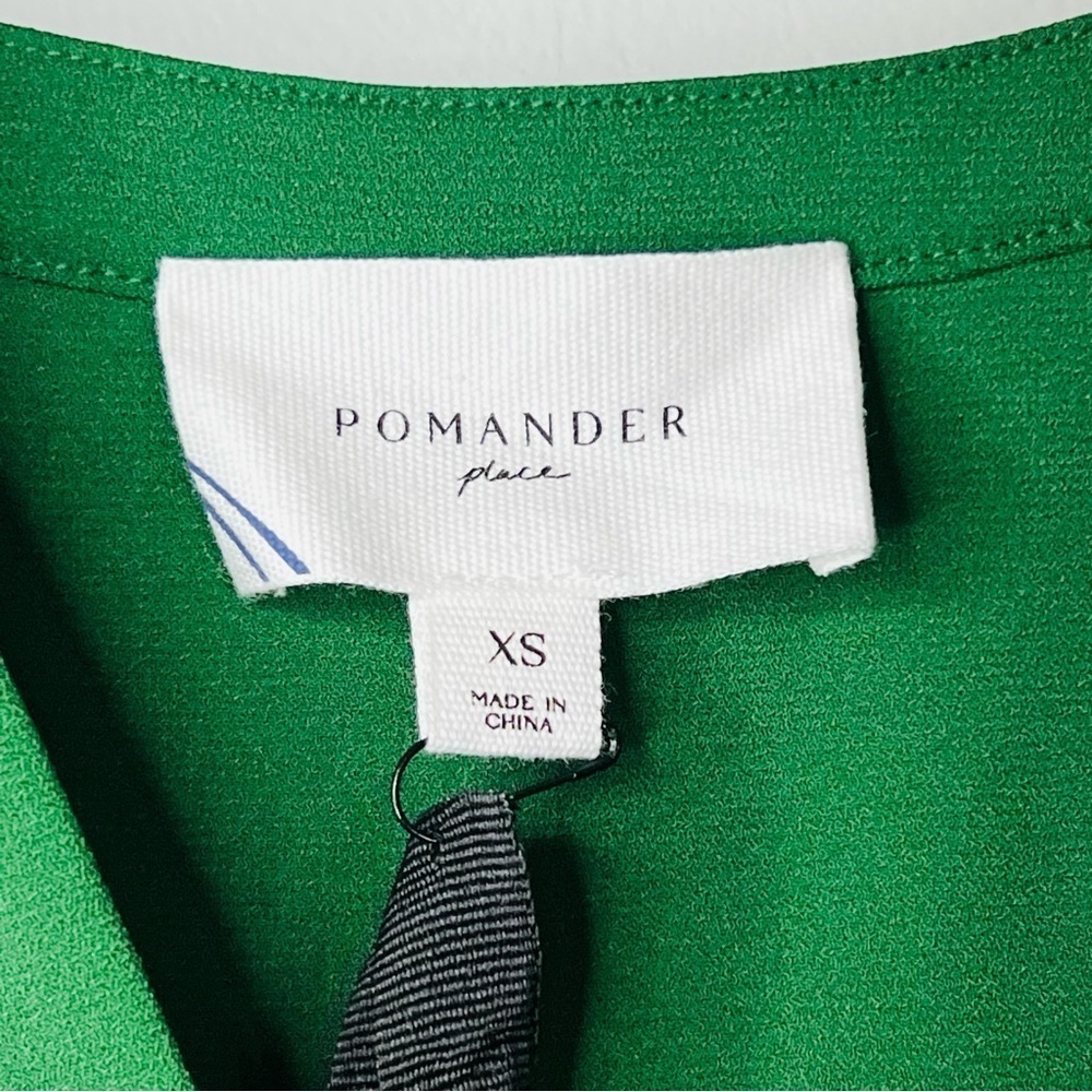 NEW Tuckernuck Pomander Place Kenzo Hunter Green Crepe Dress Long Sleeve xsmall - Picture 4 of 8